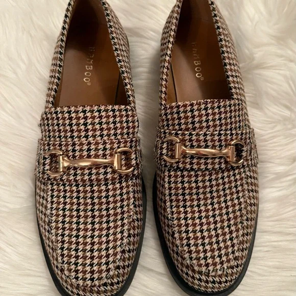 Bamboo Houndstooth Loafers - Brown/Black/Cream, Size 8 - Picture 3 of 6